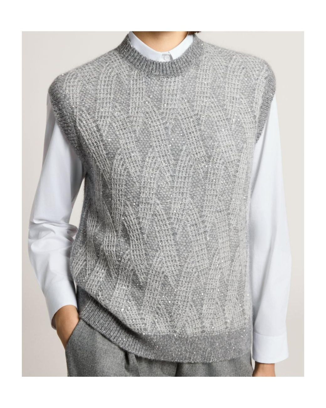 Peserico Gray Sequind Sleeveless Jumper