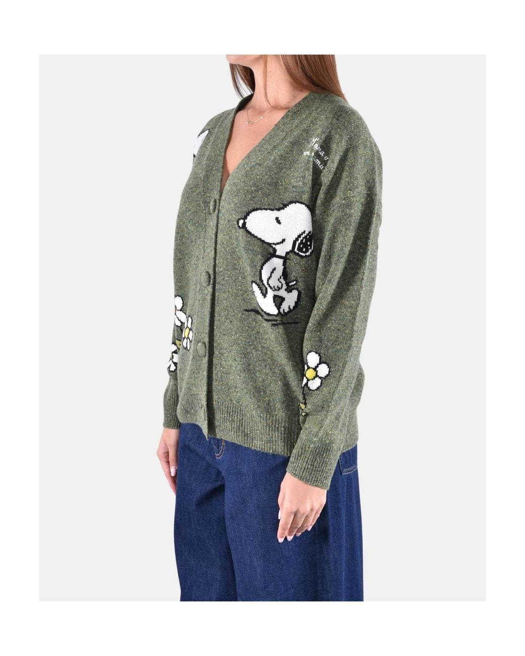 Mc2 Saint Barth Green Peanuts Intarsia Cardigan