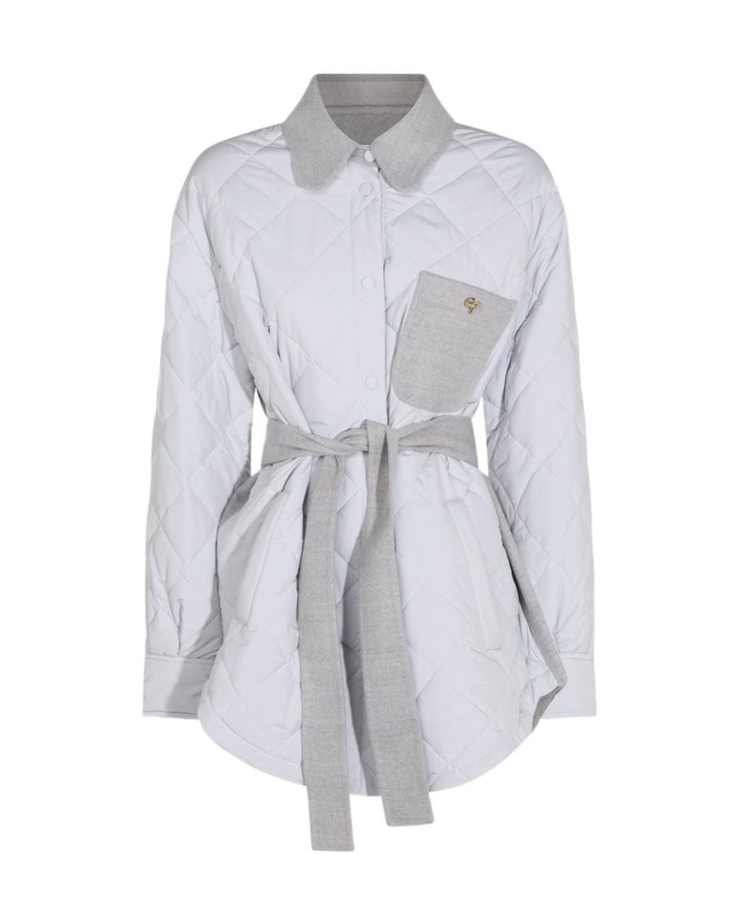 Fabiana Filippi Gray Quilted Belted Overshirt Jacket