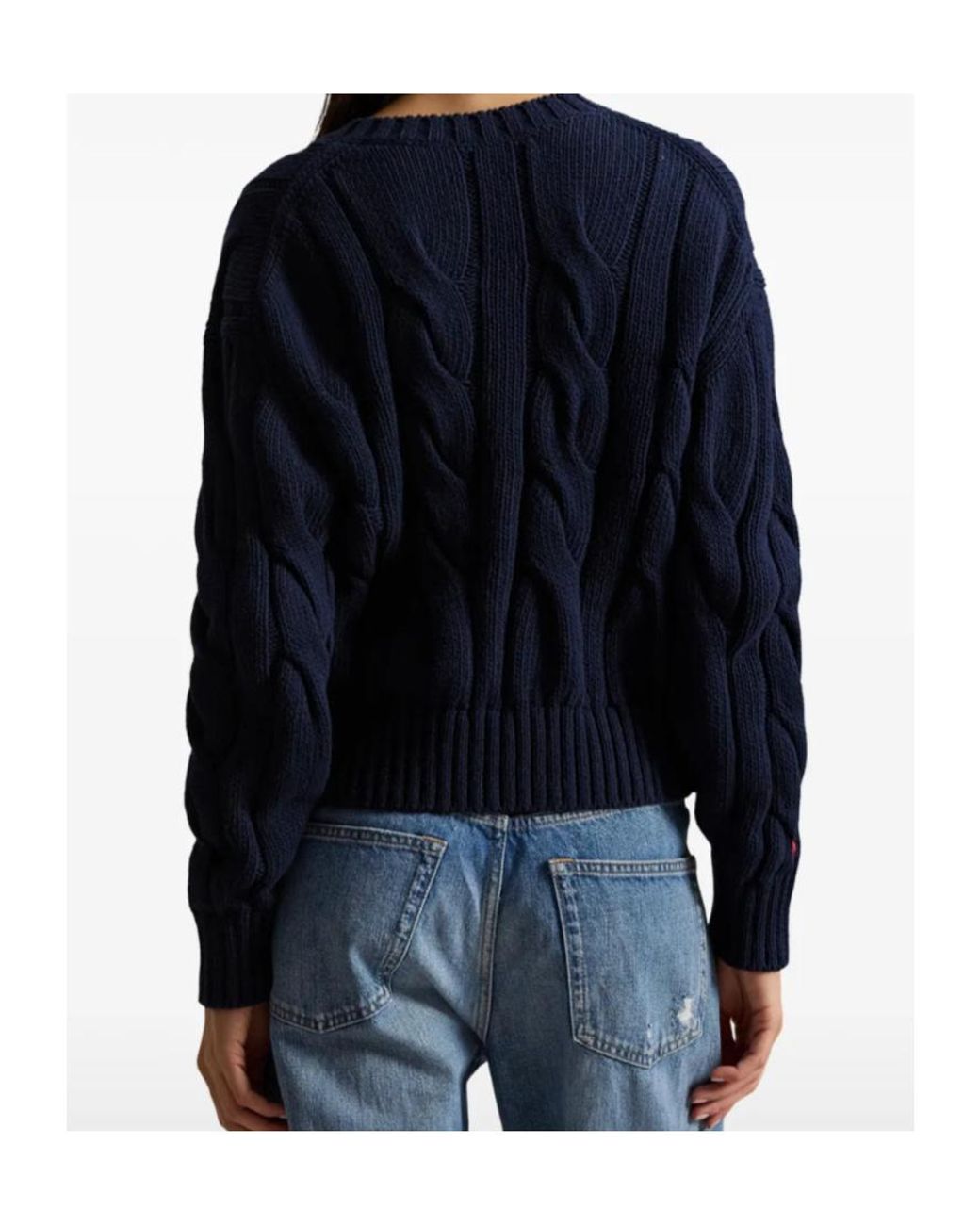 Polo Ralph Lauren Blue Cable-Knit Button-Up Cardigan