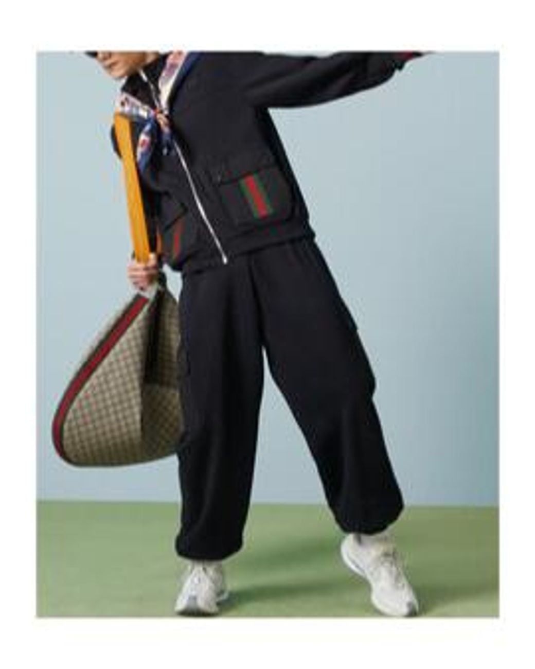 Gucci Black Cotton Jersey Jogging Pant With Web for men