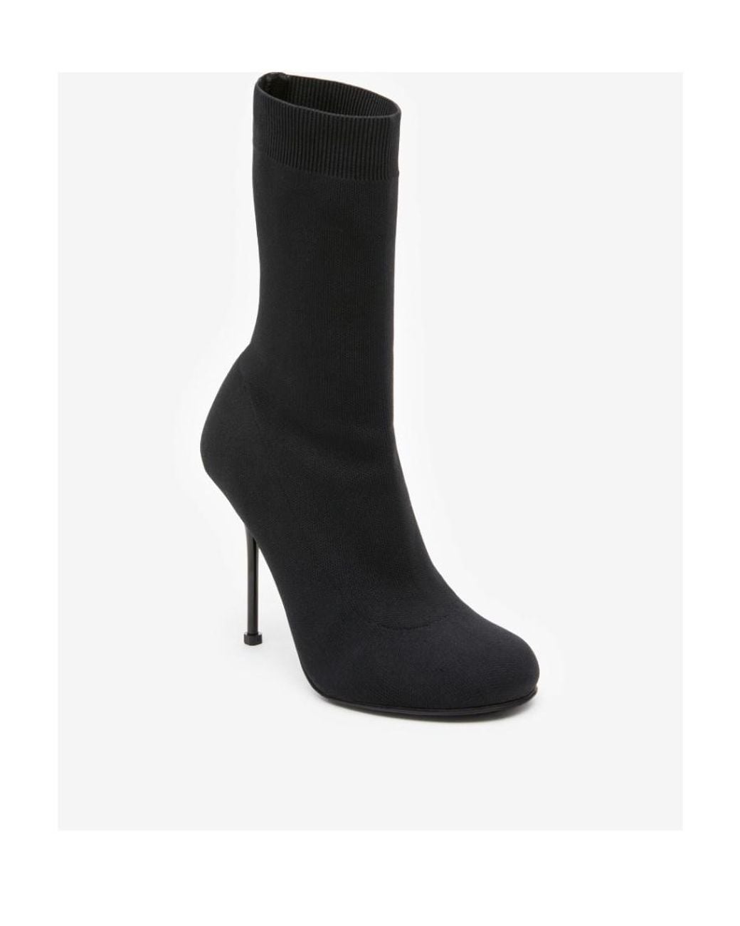 McQueen Black Pull-On Rib-Knit Boots