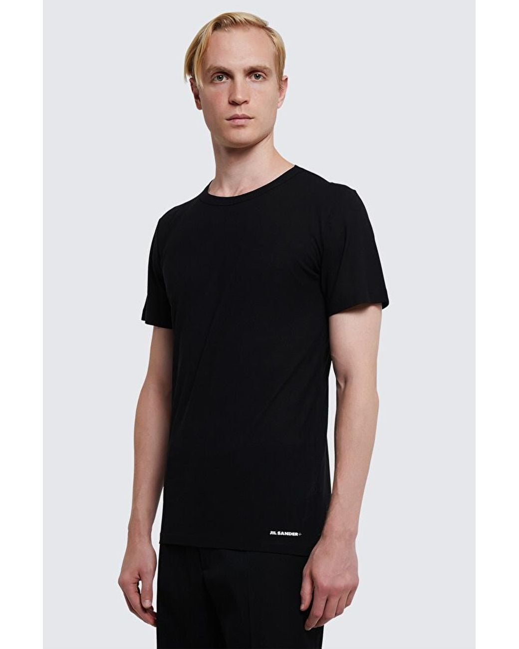 Jil Sander Black Logo Printed Crewneck T-Shirt for men