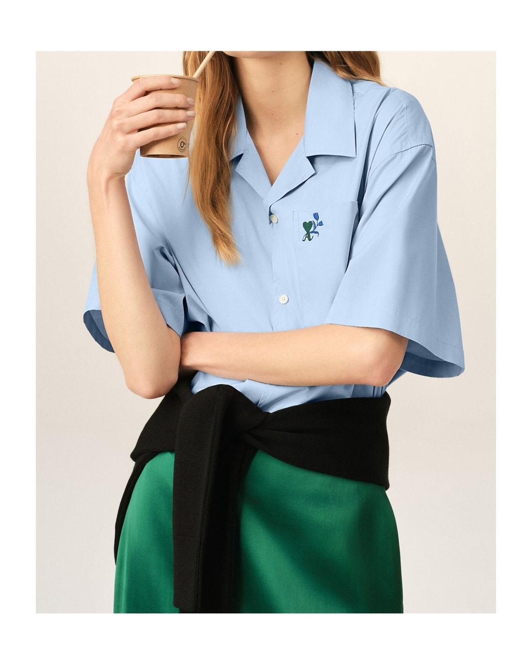 AMI Blue Apos;S Ami De Caur-Pocket Short-Sleeve Shirt for men
