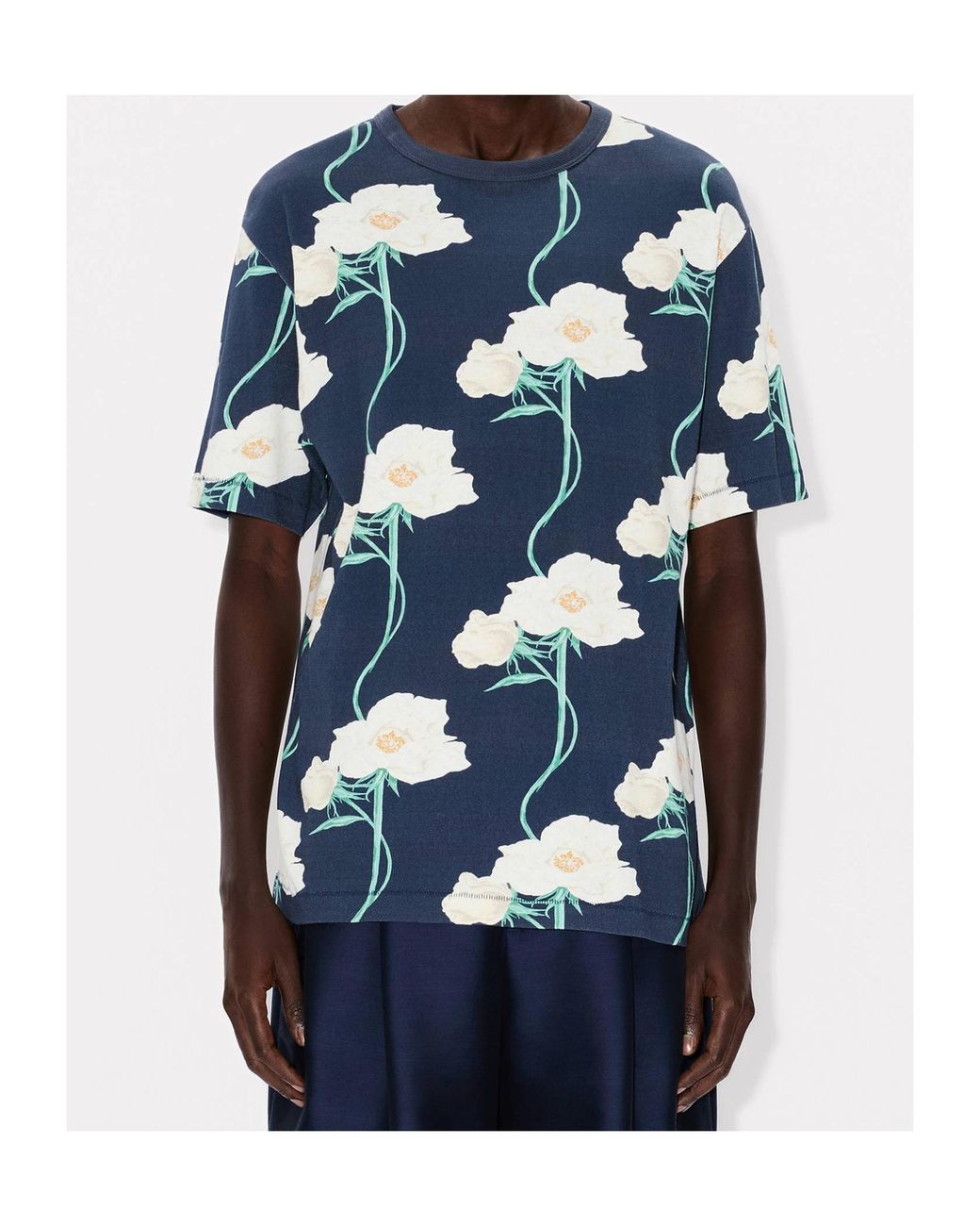 KENZO Blue Archive Rose Crewneck T-Shirt for men
