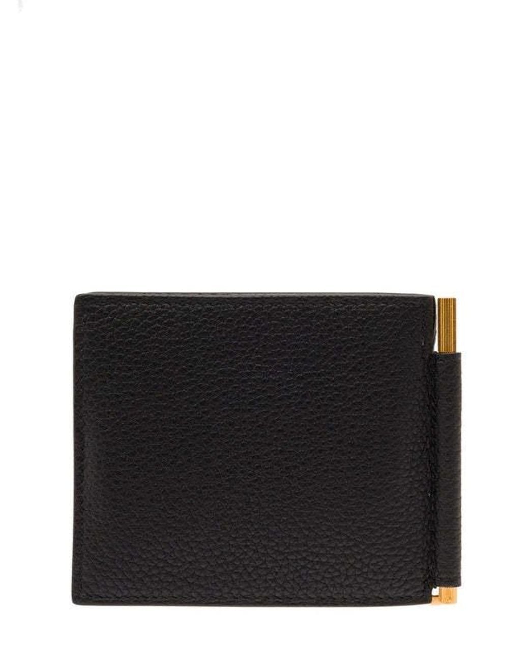 Tom Ford Black Logo Printed Bi-Fold Wallet for men