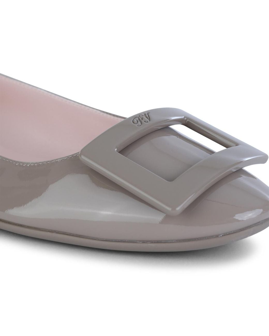 Roger Vivier Gray Logo Embossed Flat Shoes