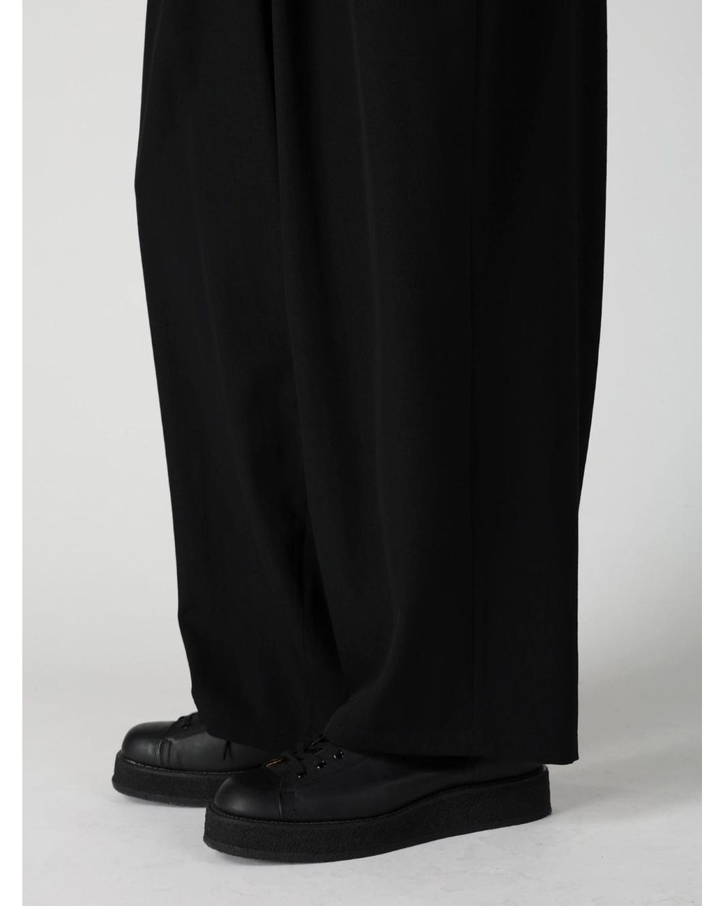Yohji Yamamoto Black Pleated Wide-Leg Trousers for men
