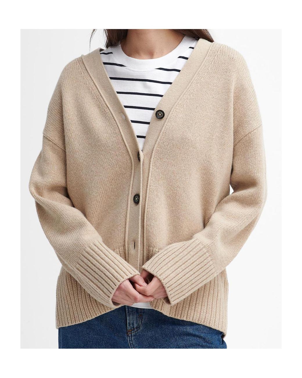 Barbour Natural V-Neck Button-Up Cardigan