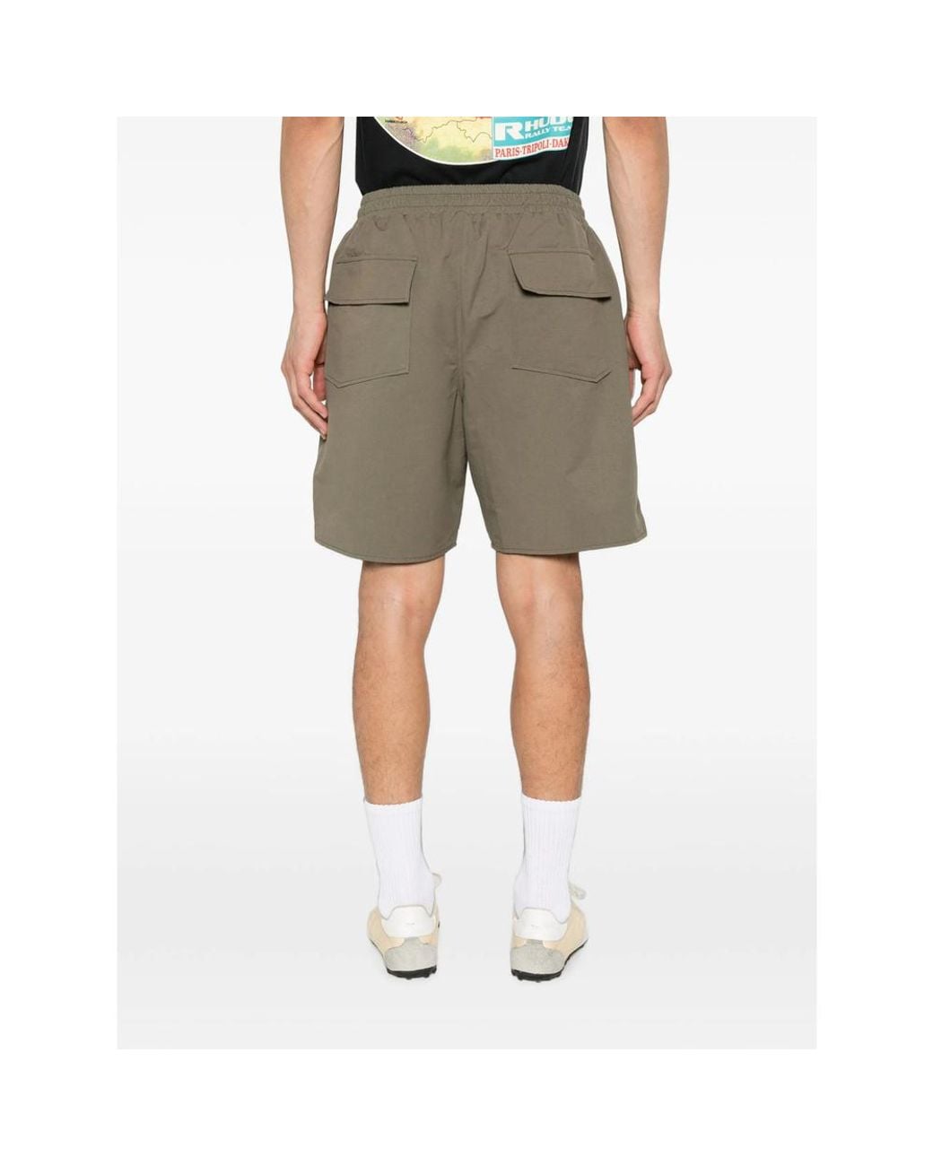Rhude Gray Logo Print Drawstring Shorts for men