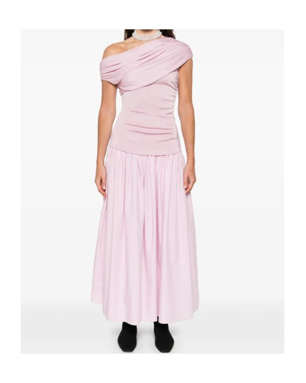 Self-Portrait Pink Draped Gathered Midi Dress