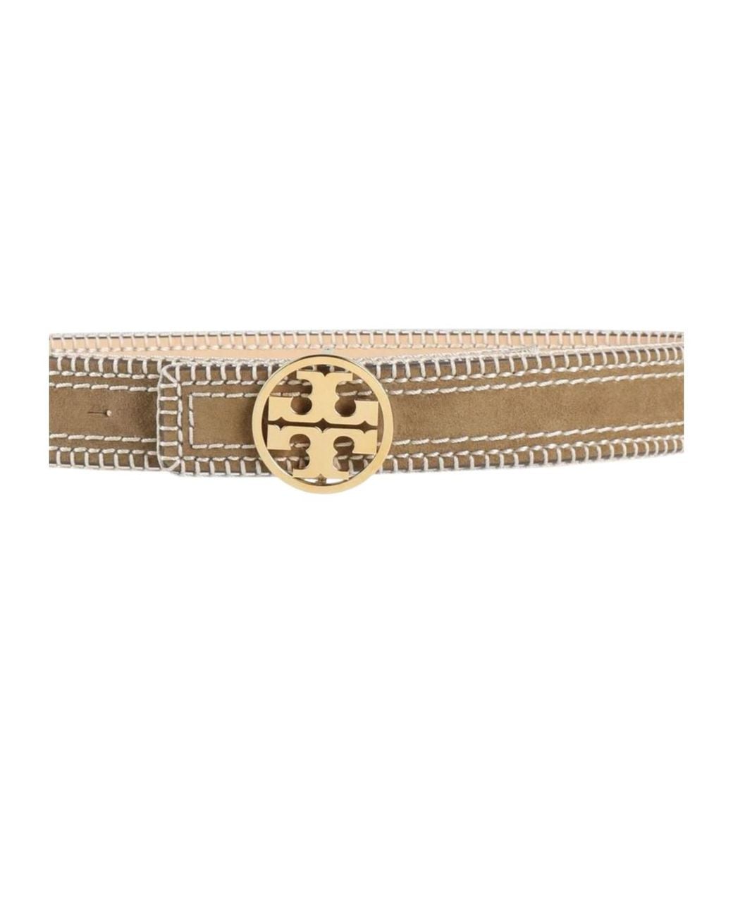 Tory Burch White Two-Tone Suede Belt