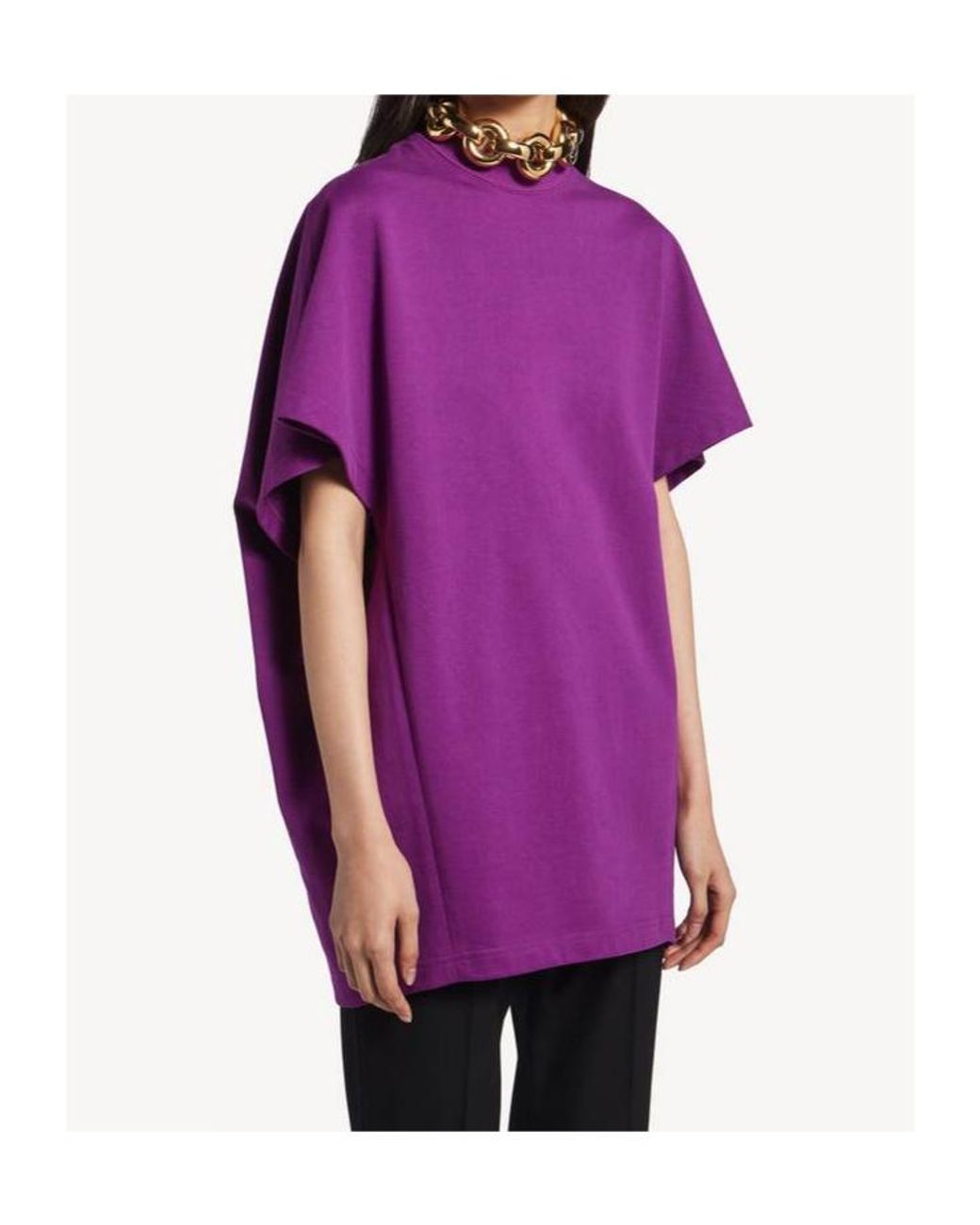 Balenciaga Purple Oversized Mock-Neck T-Shirt