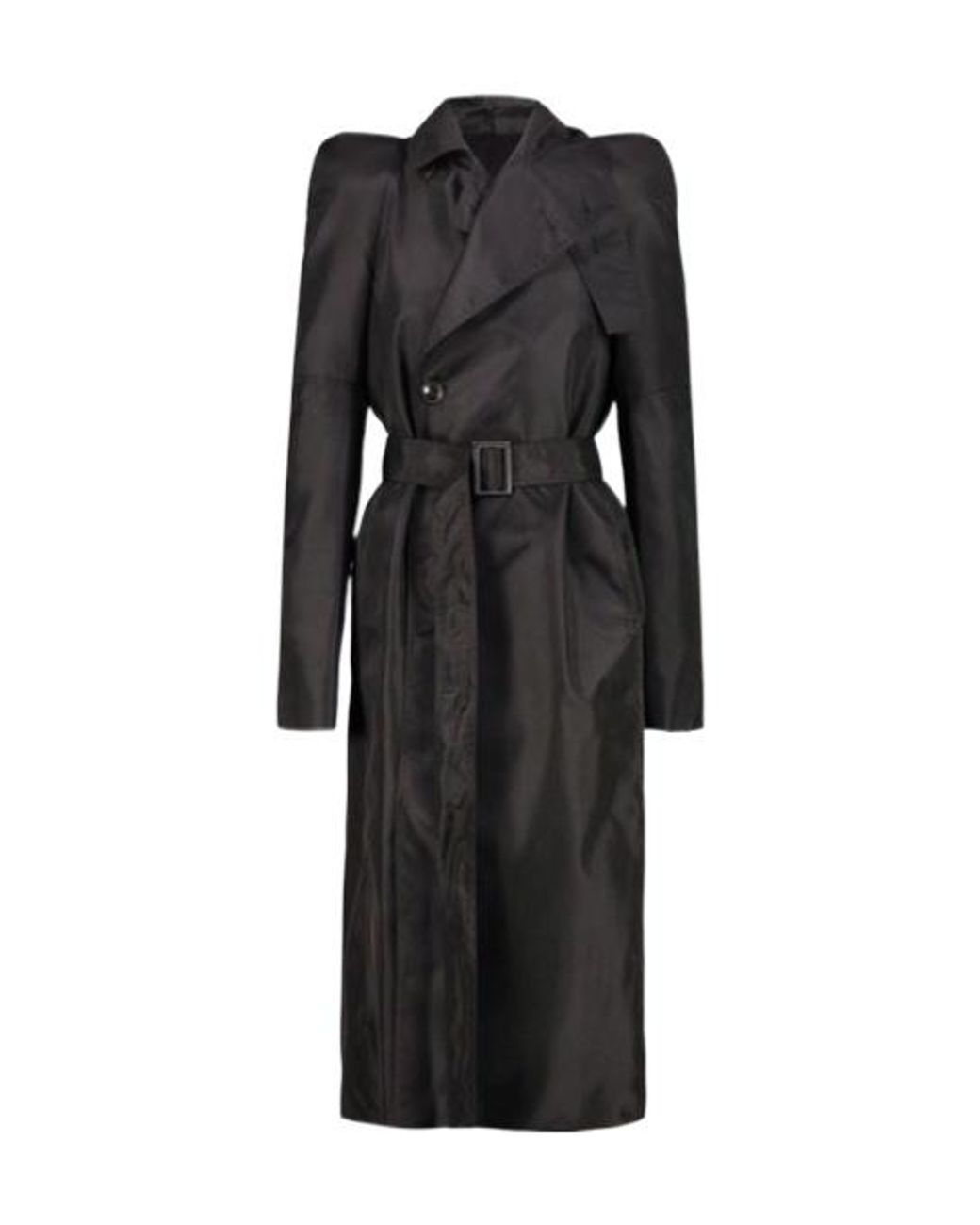 Rick Owens Black Double-Breasted Belted Coat