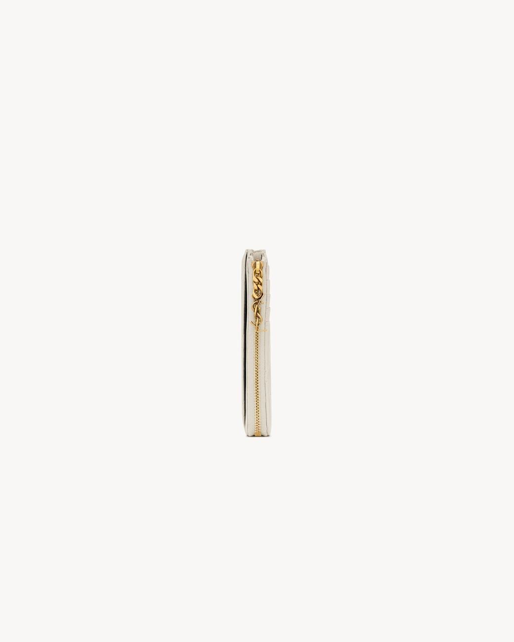 Saint Laurent White Cassandre Bijou Zipper Card Holder