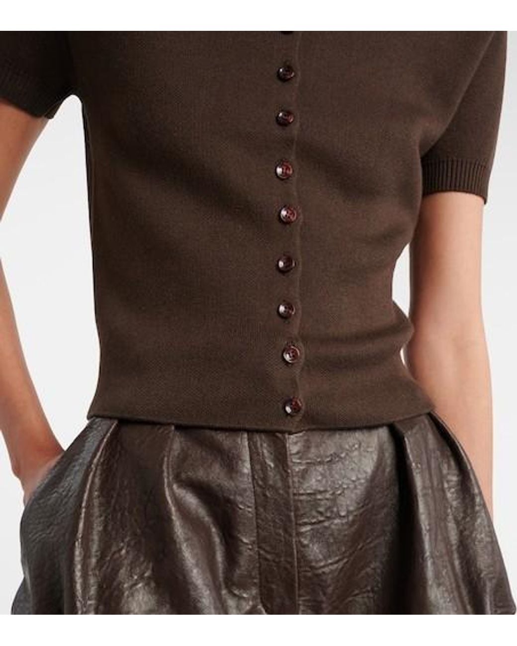 Magda Butrym Brown Short-Sleeved Cardigan