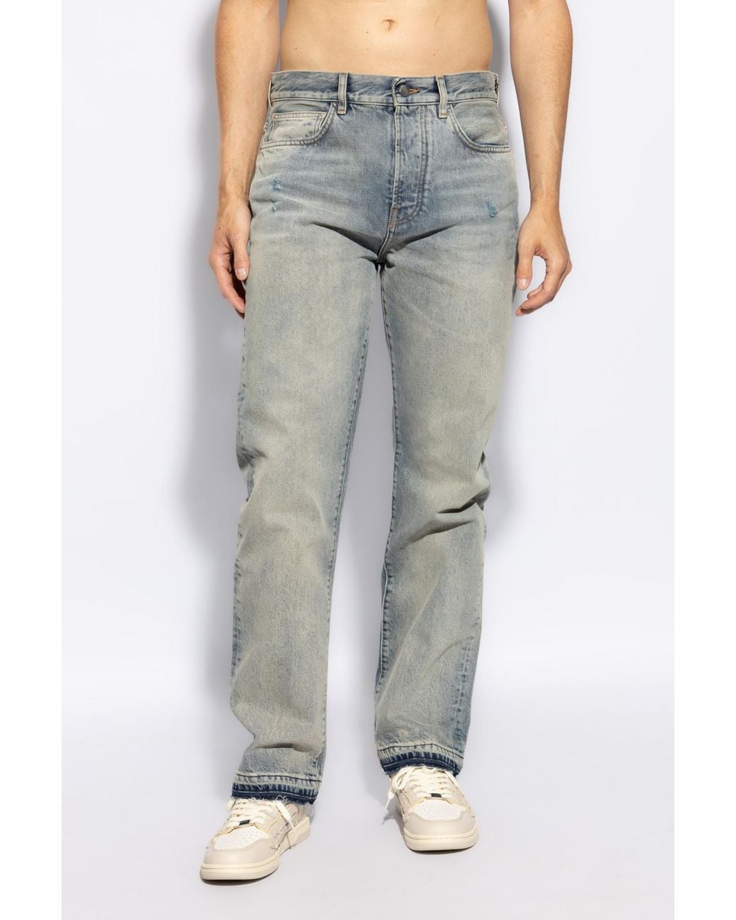 Amiri Gray Vintage Effect Distressed Straight-Leg Jeans for men