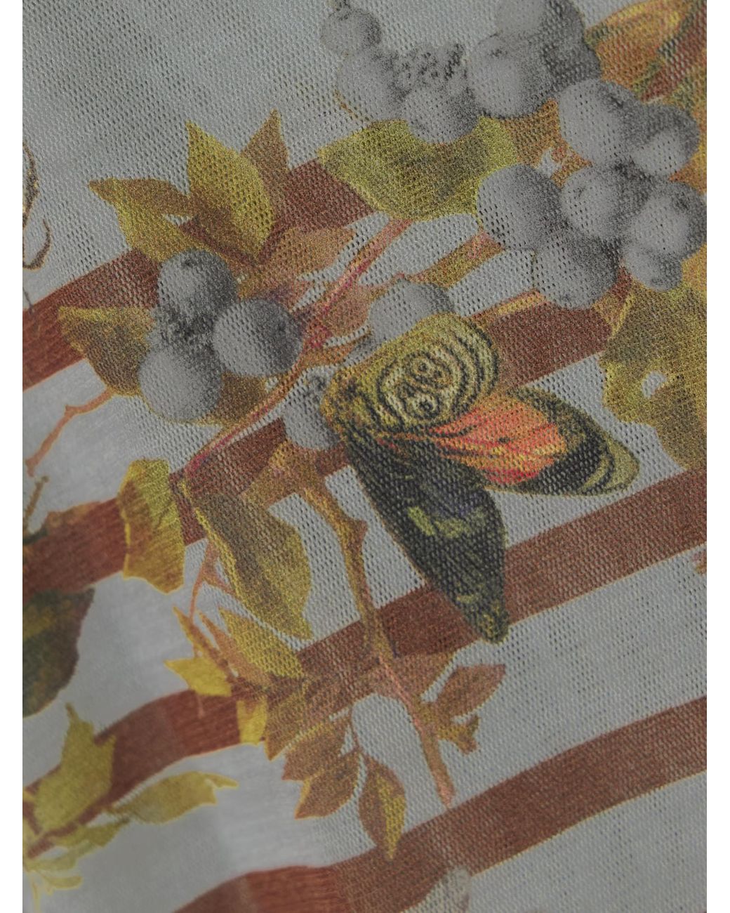 Jean Paul Gaultier Gray Striped Floral-Print T-Shirt