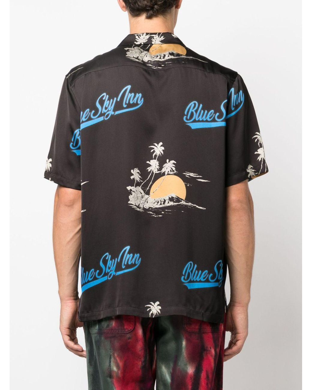 BLUE SKY INN Black Logo-Print Short-Sleeve Shirt for men