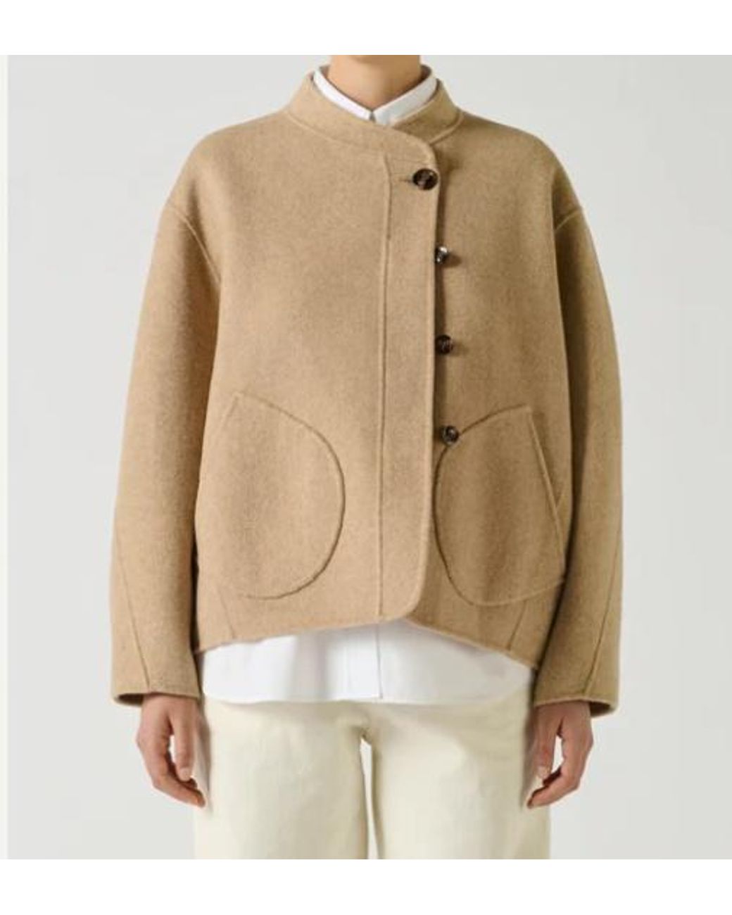 Soeur Natural Windsor Cropped Asymmetric Jacket