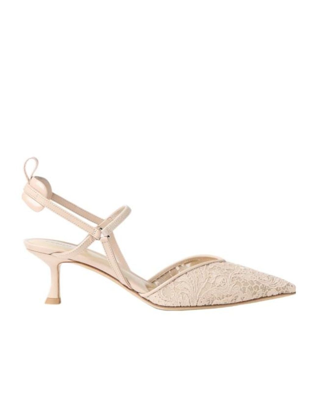 Fendi Natural Very Colibrì Nude-Colored Tulle Medium-Heeled Slingbacks