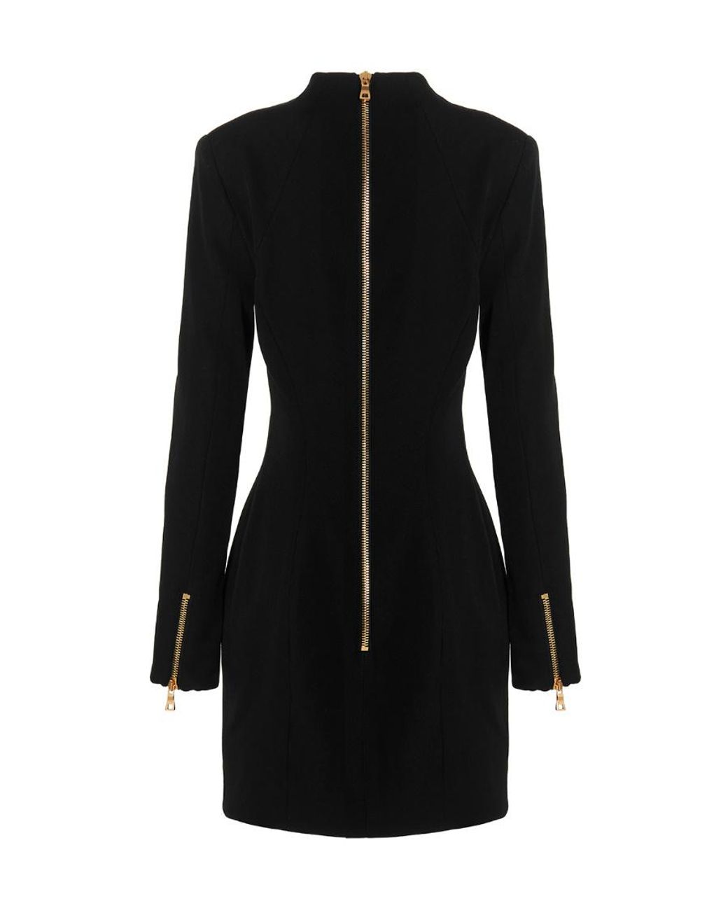 Balmain Black Square-Neck Wool Mini Dress