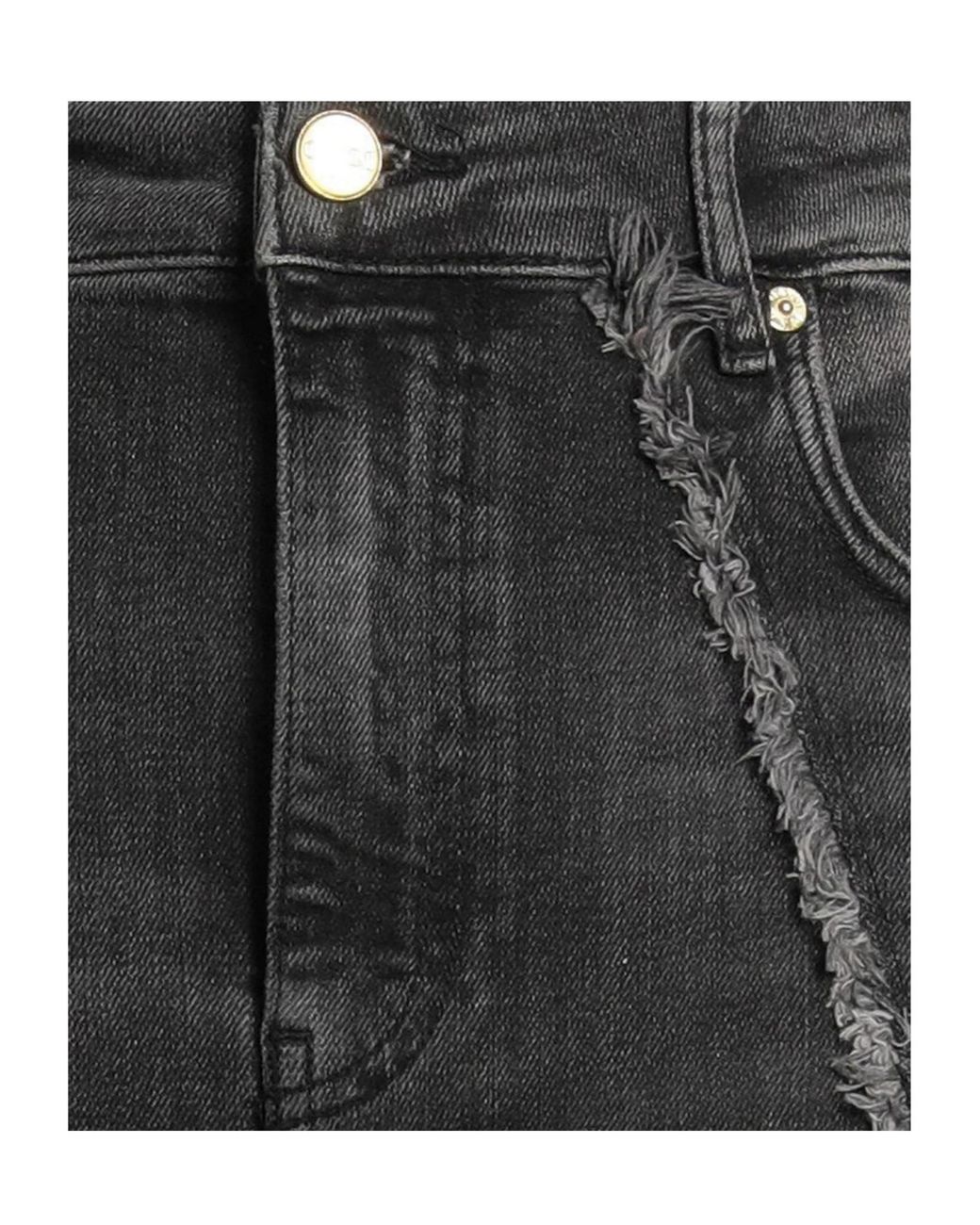 Ganni Black Colorful Denim A-Line Skirt