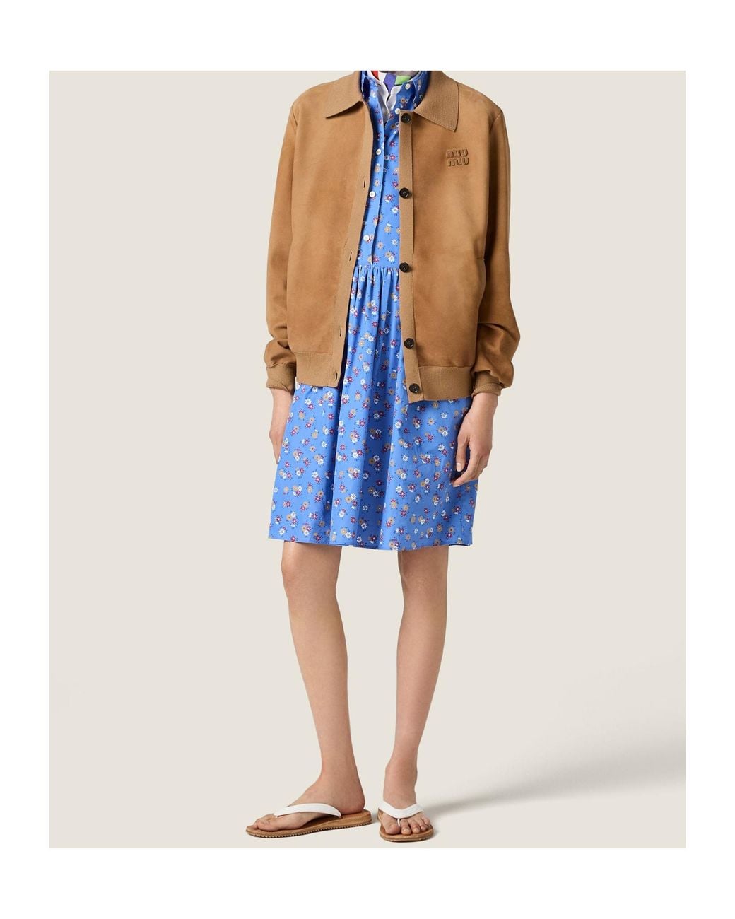 Miu Miu Brown Waxed Suede Blouson Jacket