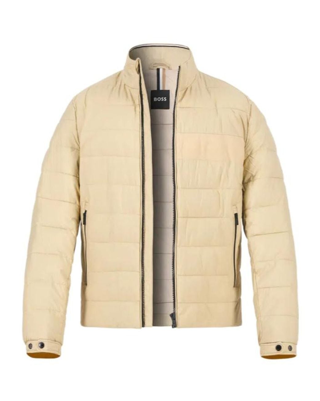 Boss Natural High Collar Long Sleeve Cotton Coat for men