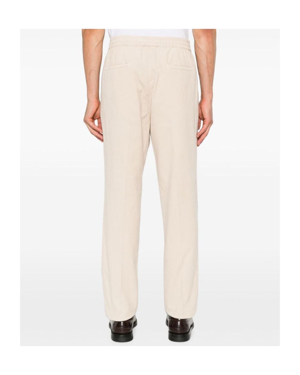 Brunello Cucinelli Natural Pleated Drawstring-Waist Trousers for men