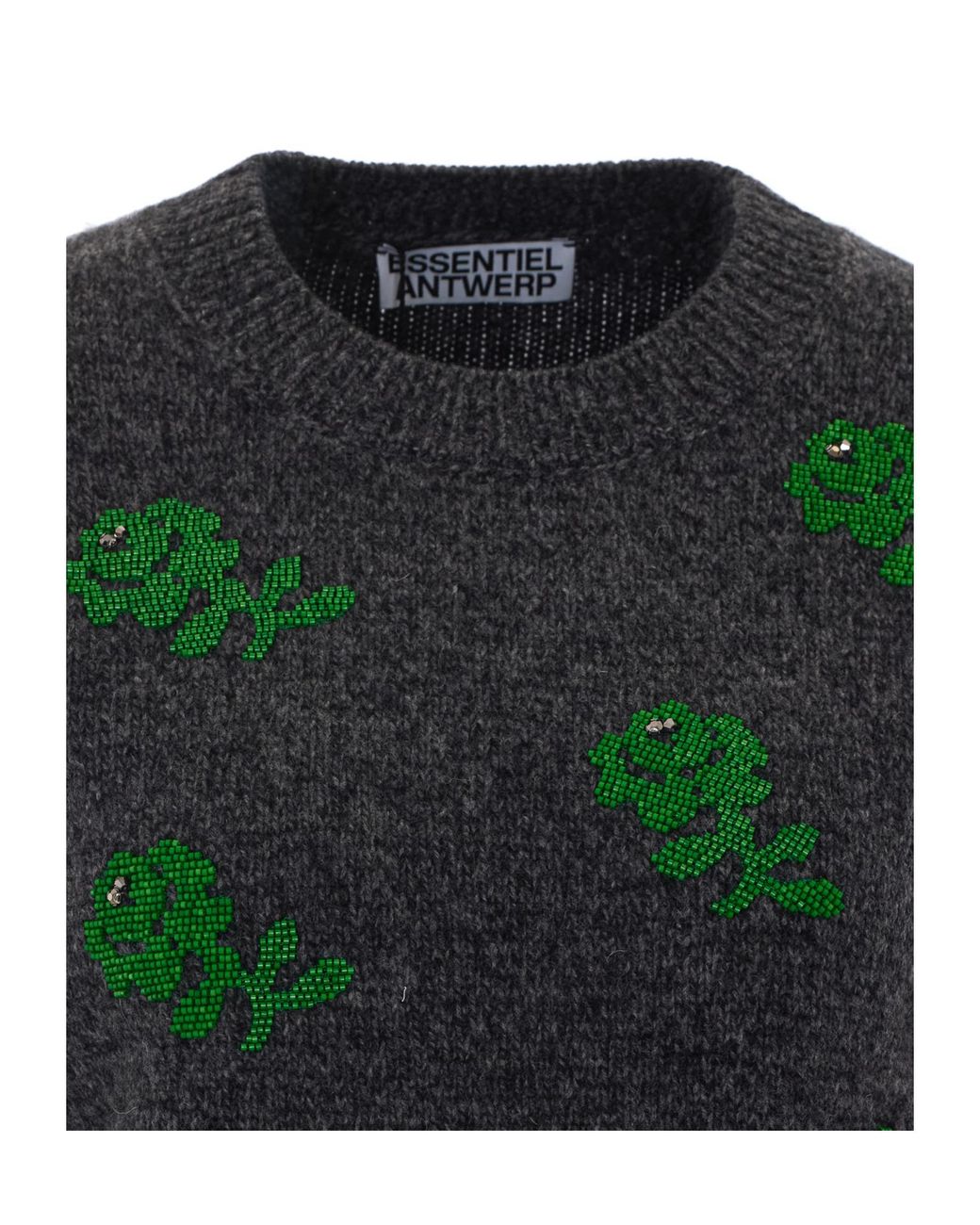 Essentiel Antwerp Green Korine Embellished Knitted Sweater