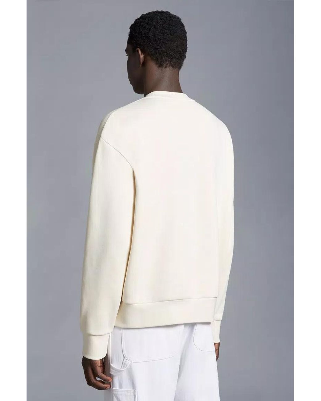 Moncler White Logo Sweatshirt for men
