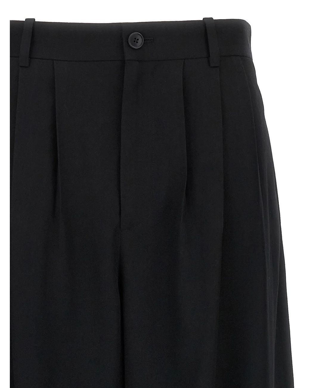 The Row Black Straight-Leg Pleat-Detailed Pants