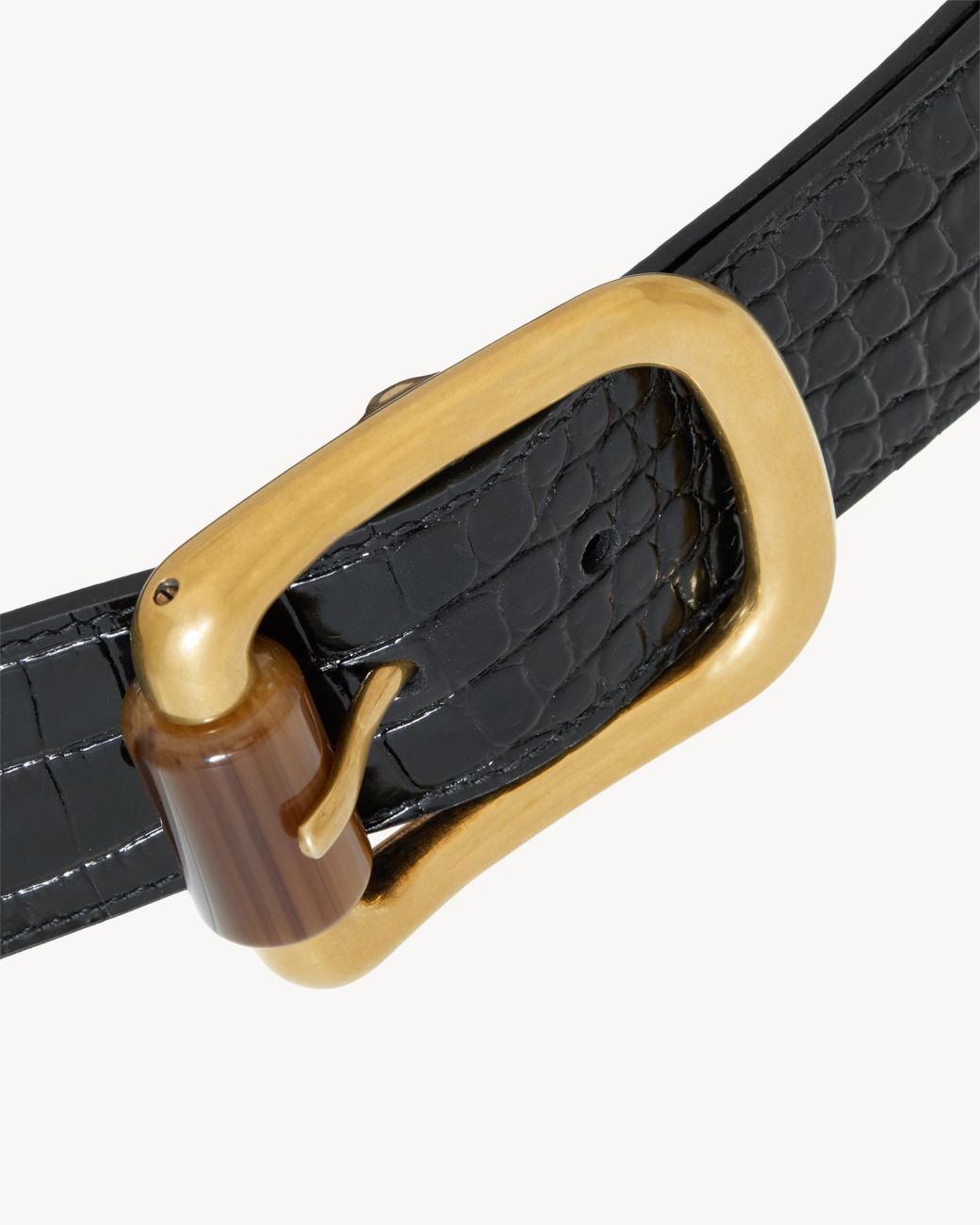 Saint Laurent White Cylinder Buckle Belt
