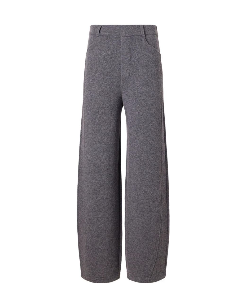 Lisa Yang Gray Cashmere Knitted Barrel-Leg Pants