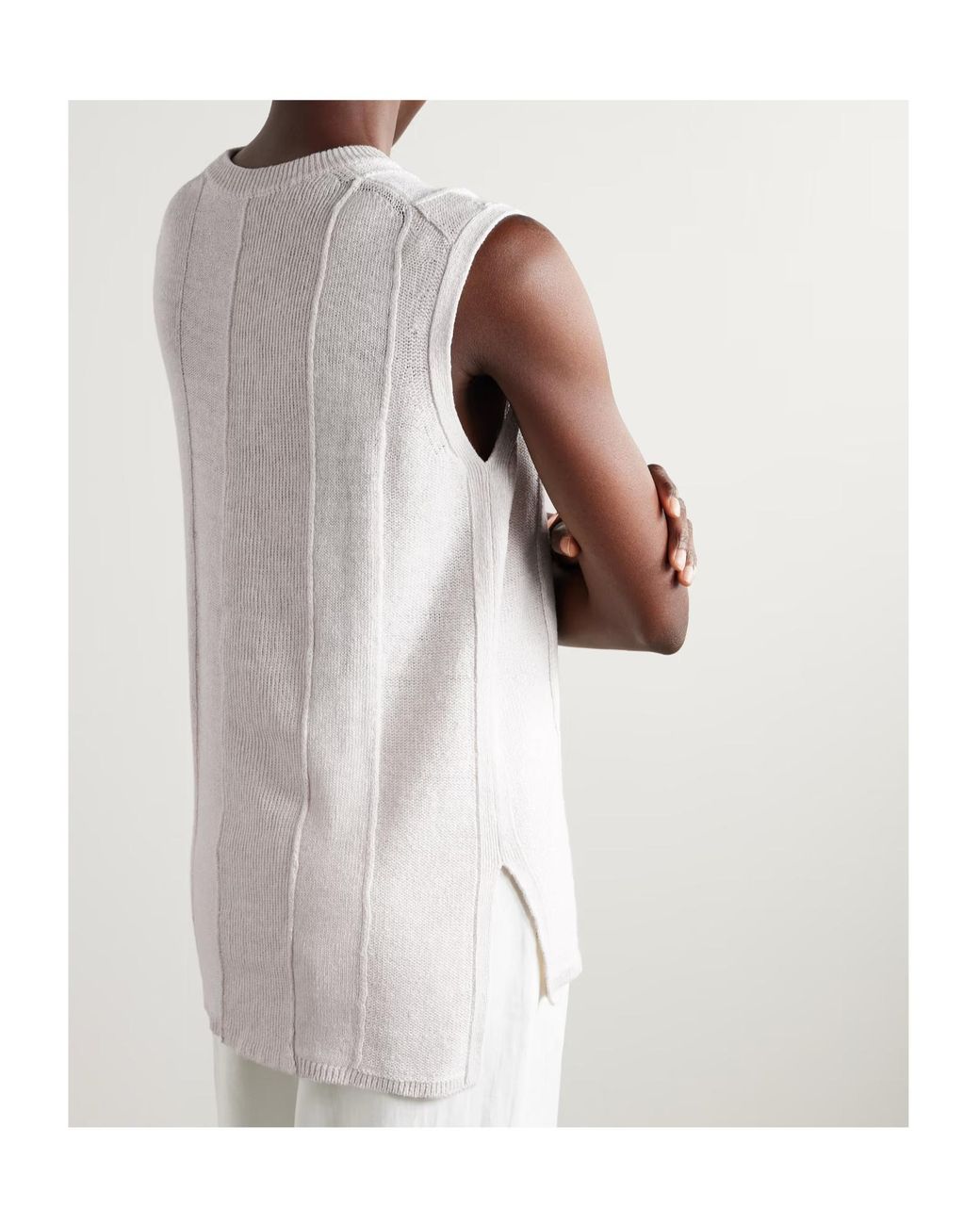 Joseph White Ribbed Knit Sweater