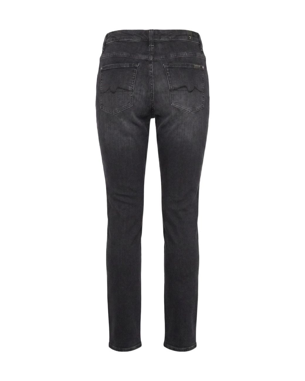 7 For All Mankind Black Faded-Effect Button-Fastening Jeans