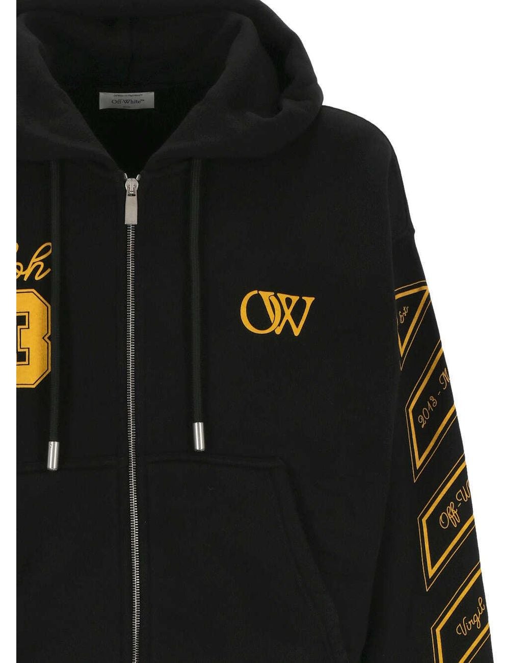 Off-White c/o Virgil Abloh Black Zip-Up Drawstring Hoodie for men