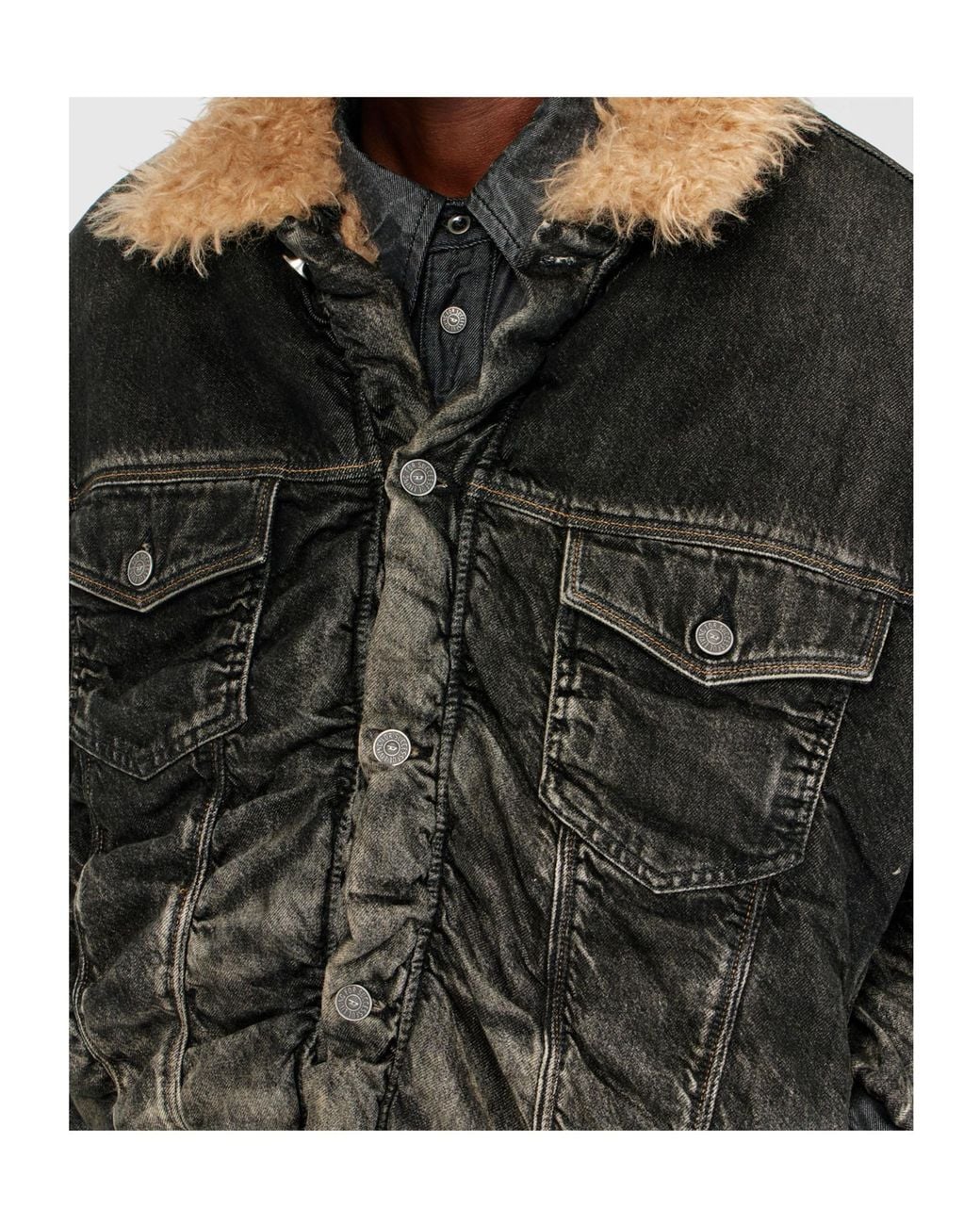 DIESEL Black D-Curly-Fsj Trucker Denim Jacket for men