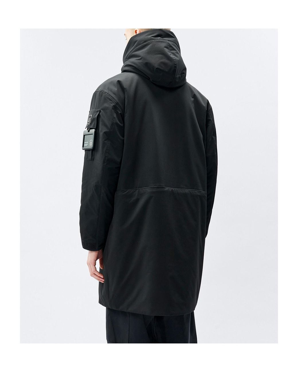 C P Company Black Long Hooded Coat for men