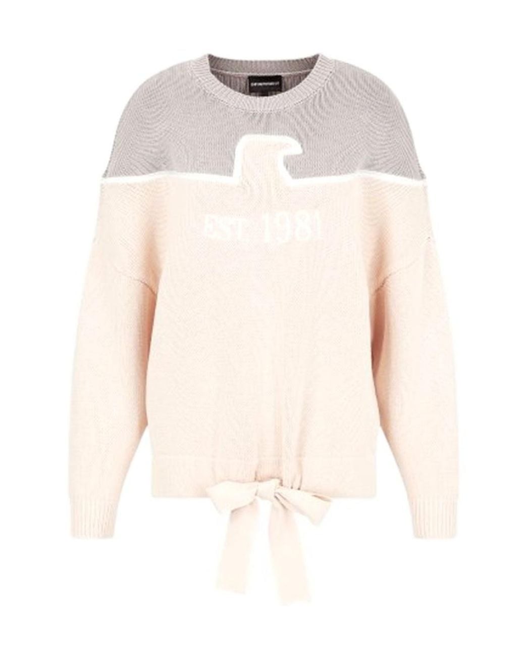 Emporio Armani White Crew Neck Knitted Sweater