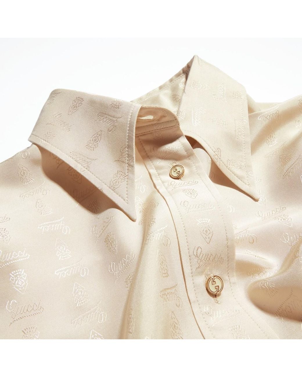 Gucci Natural Interlocking-G Button Jacquard Shirt