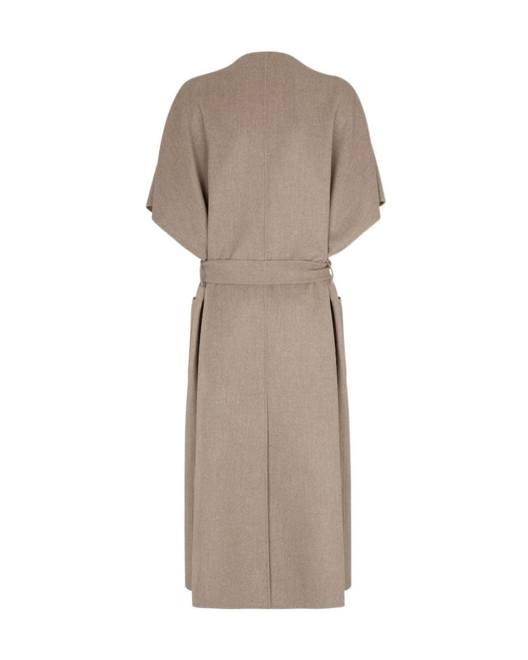 Fendi Natural Short Sleeved V-Neck Belted Coat