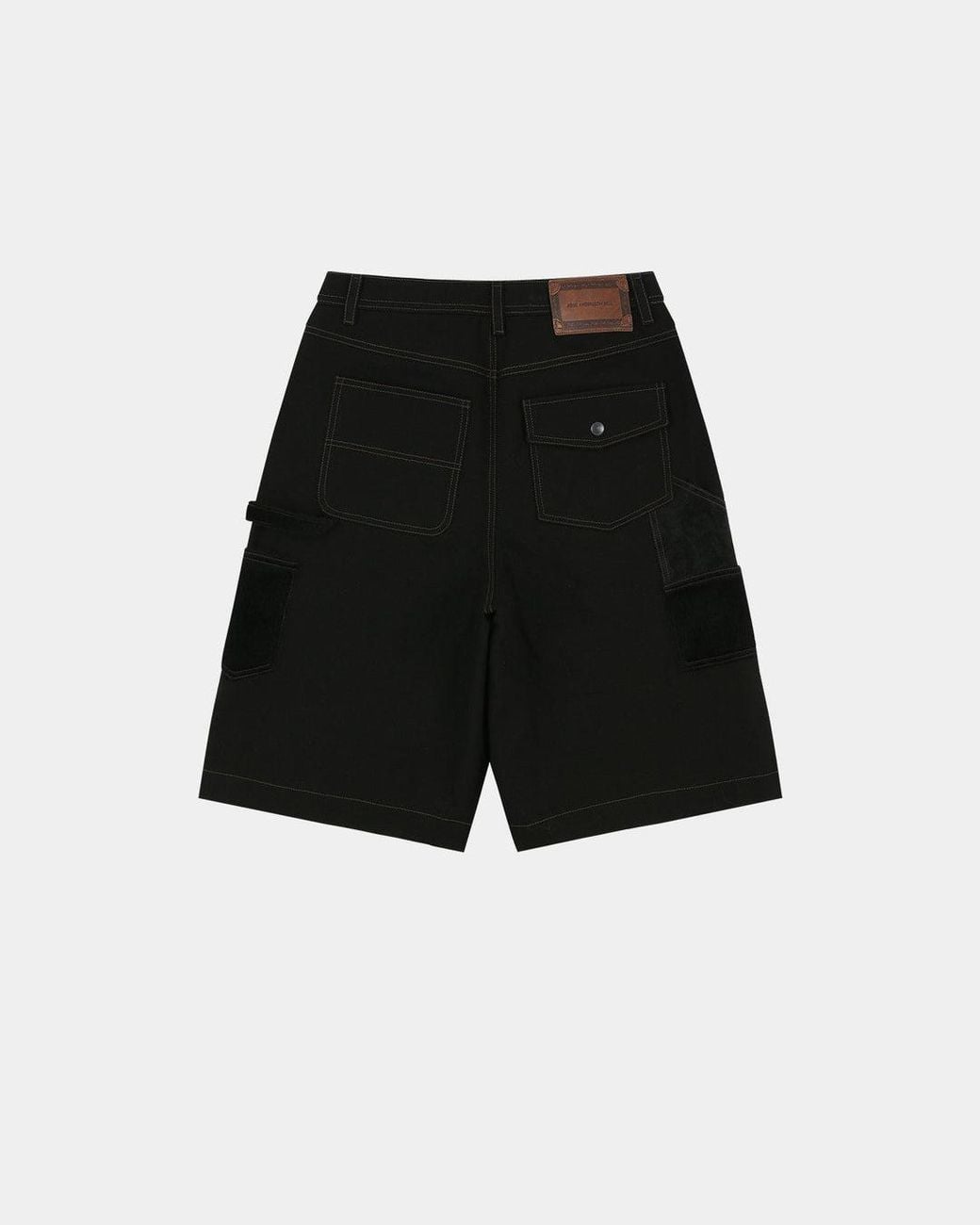 ANDERSSON BELL Black Patchwork Cargo Shorts for men