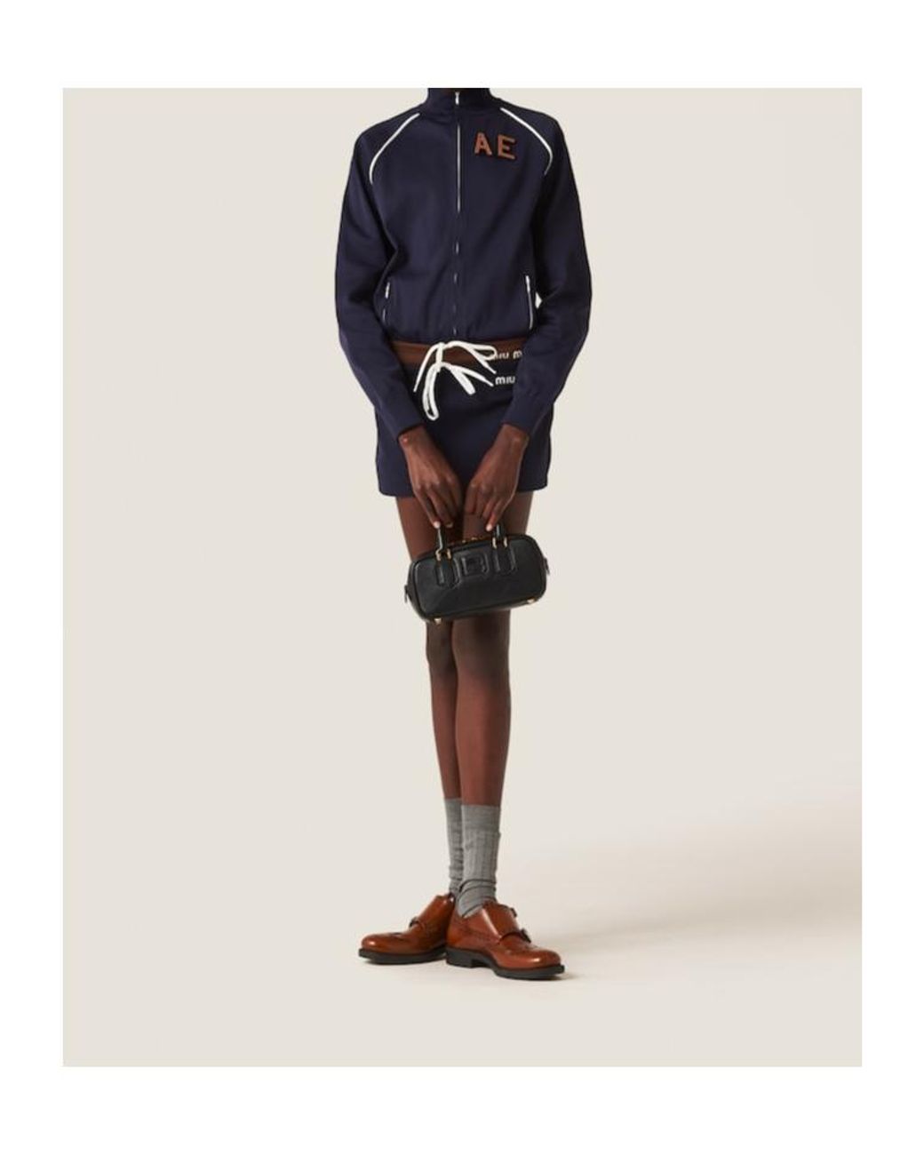 Miu Miu Blue Logo-Embroidered Mini Skirt
