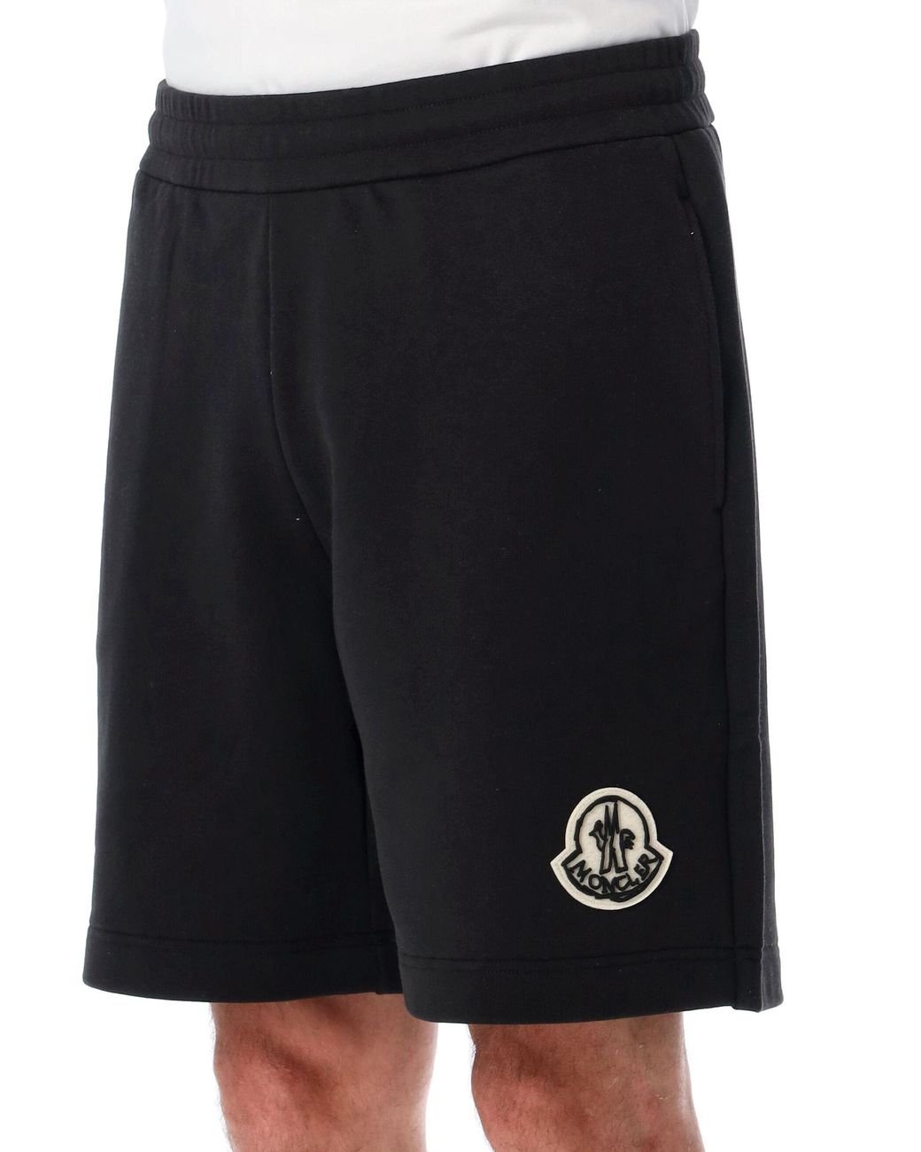 Moncler Black Logo Patch Sweat Shorts for men