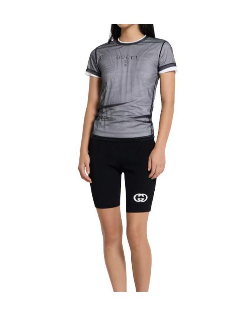 Gucci Gray Printed Double Layered Jersey T-Shirt