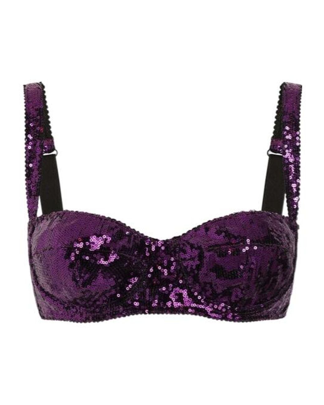 Dolce & Gabbana Purple Sequinned Bra