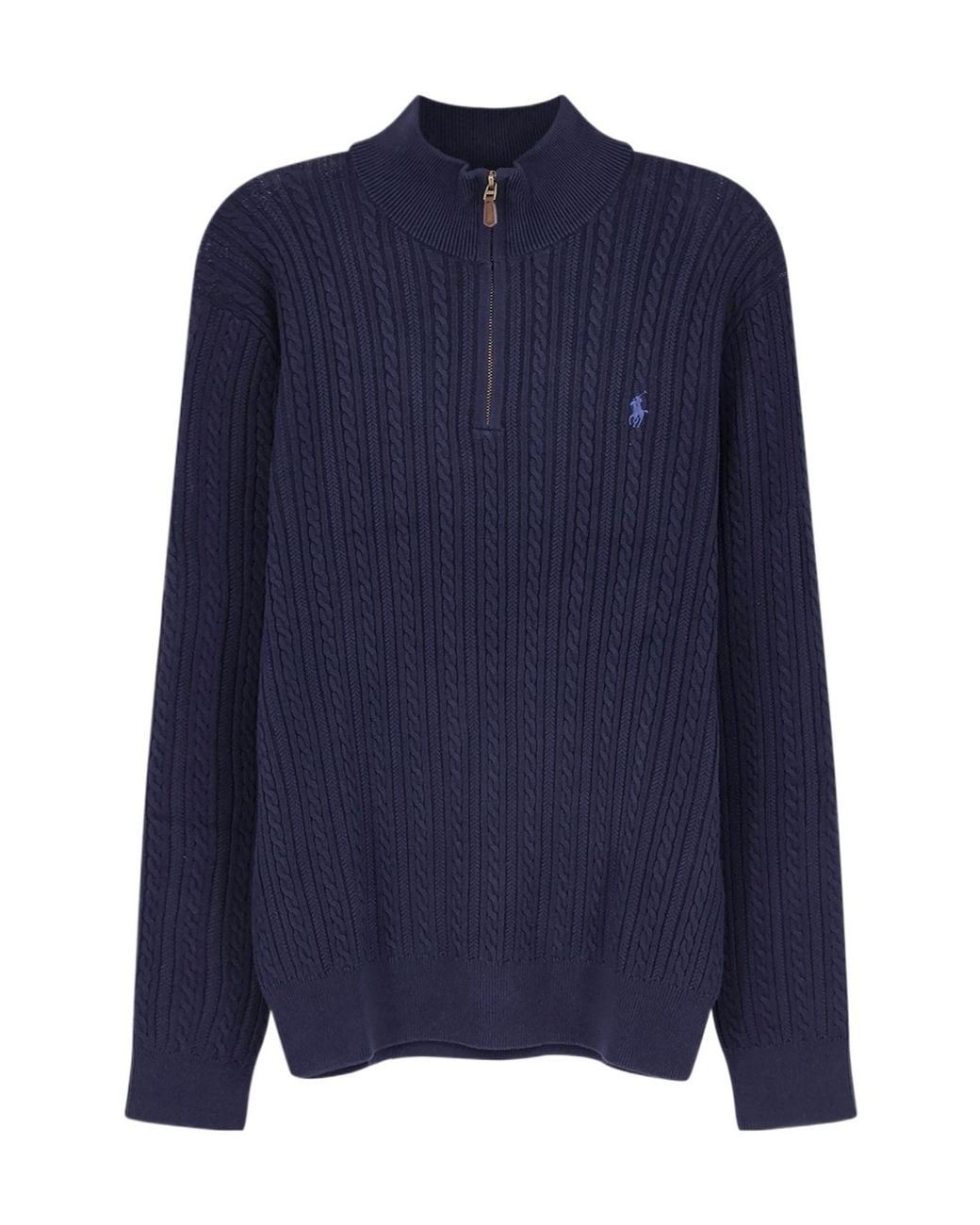 Polo Ralph Lauren Blue Cable-Knit Quarter-Zip Jumper for men