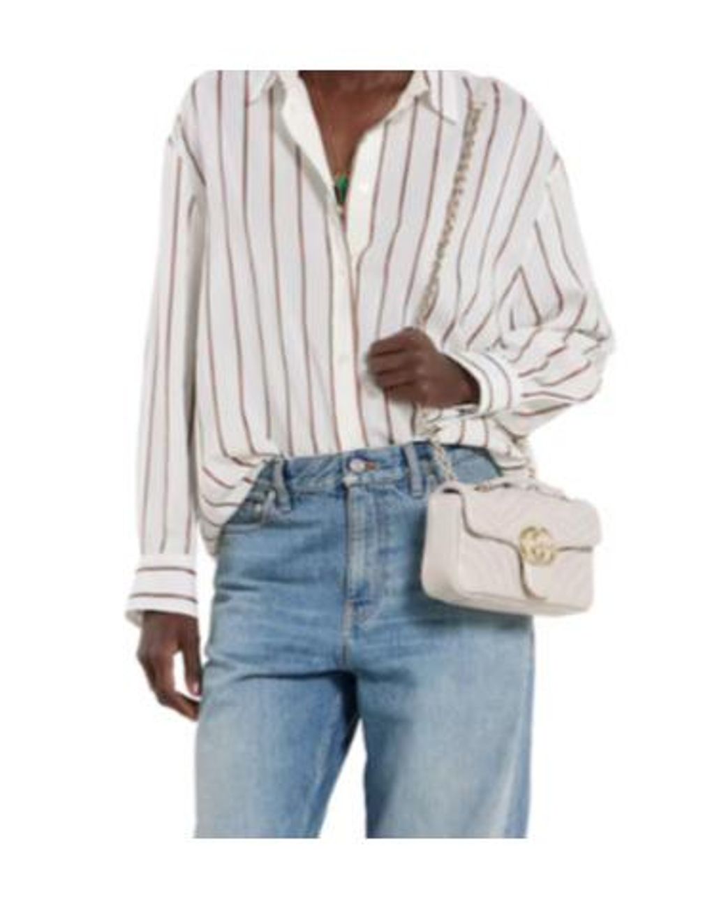 Gucci White Gg Marmont Small Shoulder Bag